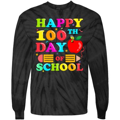 Happy 100th Days Of School Celebration Tie-Dye Long Sleeve Shirt