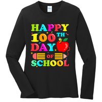 Happy 100th Days Of School Celebration Ladies Long Sleeve Shirt