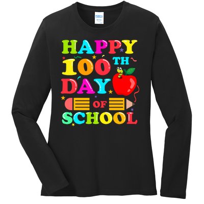 Happy 100th Days Of School Celebration Ladies Long Sleeve Shirt