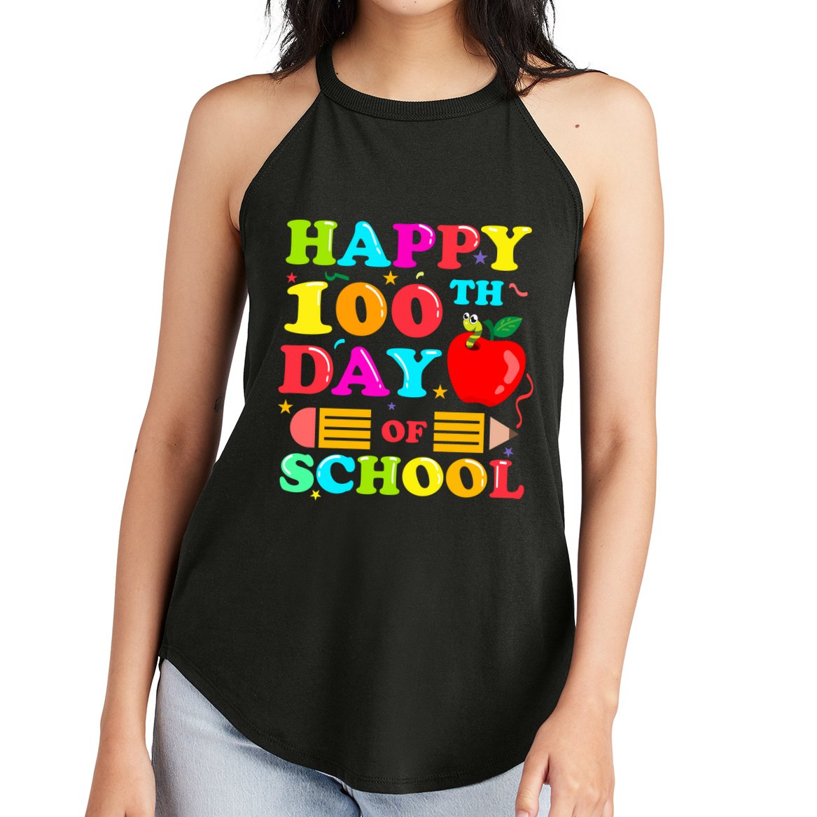 Happy 100th Days Of School Celebration Women's Perfect Tri Rocker Tank