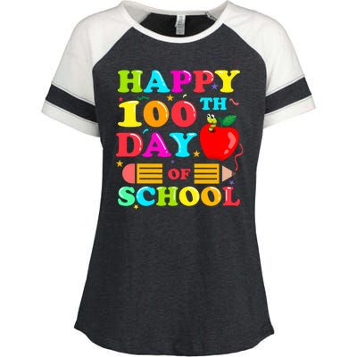 Happy 100th Days Of School Celebration Enza Ladies Jersey Colorblock Tee