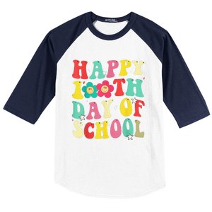 Happy 100th Day Of School Tie Dye Rainbow 100 Days Smarter Baseball Sleeve Shirt