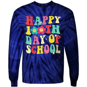 Happy 100th Day Of School Tie Dye Rainbow 100 Days Smarter Tie-Dye Long Sleeve Shirt