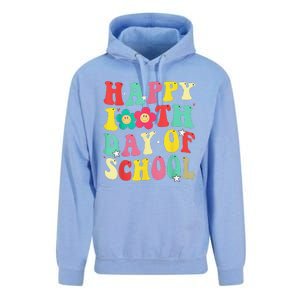 Happy 100th Day Of School Tie Dye Rainbow 100 Days Smarter Unisex Surf Hoodie