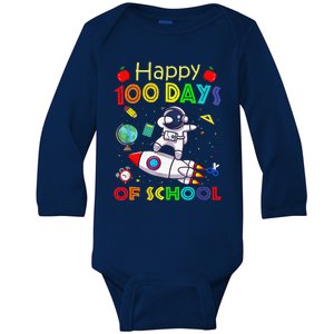 Happy 100 Days Of School Astronaut Outer Space Child Baby Long Sleeve Bodysuit