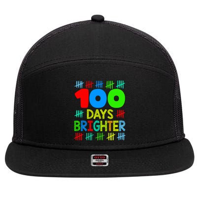 Happy 100 Days Brighter 100 Days Of School Teacher Student Gift 7 Panel Mesh Trucker Snapback Hat