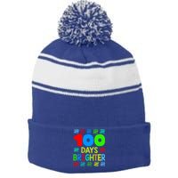 Happy 100 Days Brighter 100 Days Of School Teacher Student Gift Stripe Pom Pom Beanie