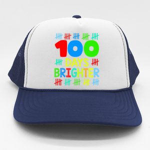 Happy 100 Days Brighter 100 Days Of School Teacher Student Gift Trucker Hat