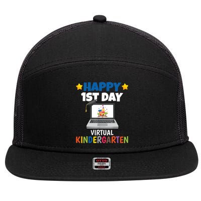 Happy 1st Day Virtual Kindergarten 7 Panel Mesh Trucker Snapback Hat