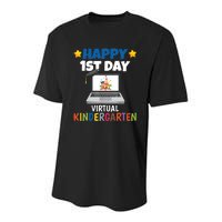 Happy 1st Day Virtual Kindergarten Youth Performance Sprint T-Shirt