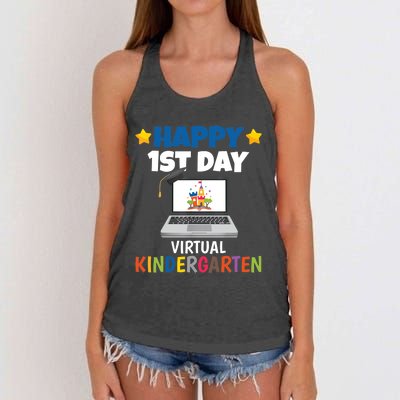 Happy 1st Day Virtual Kindergarten Women's Knotted Racerback Tank