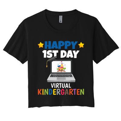 Happy 1st Day Virtual Kindergarten Women's Crop Top Tee