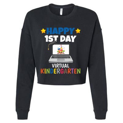 Happy 1st Day Virtual Kindergarten Cropped Pullover Crew