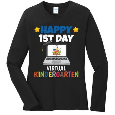 Happy 1st Day Virtual Kindergarten Ladies Long Sleeve Shirt