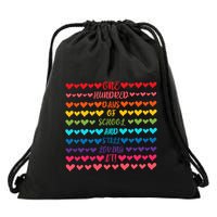Hearts 100 Days Of School And Still Loving It Drawstring Bag
