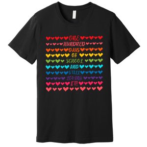 Hearts 100 Days Of School And Still Loving It Premium T-Shirt