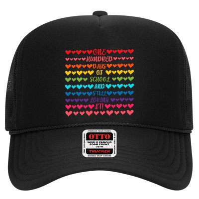 Hearts 100 Days Of School And Still Loving It Trucker Hat