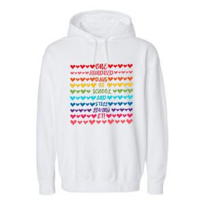 Hearts 100 Days Of School And Still Loving It Garment-Dyed Fleece Hoodie