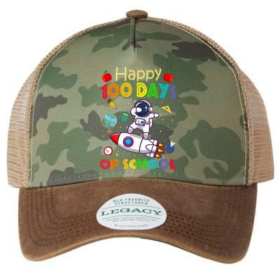 Happy 100 Days Of School Astronaut Outer Space Kids Child Legacy Tie Dye Trucker Hat