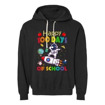 Happy 100 Days Of School Astronaut Outer Space Kids Child Garment-Dyed Fleece Hoodie