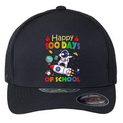 Happy 100 Days Of School Astronaut Outer Space Kids Child Flexfit Unipanel Trucker Cap