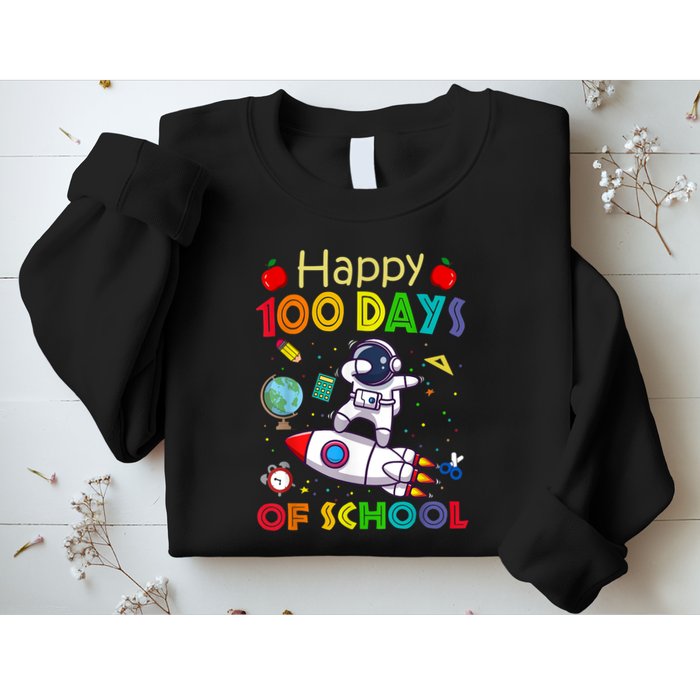 Happy 100 Days Of School Astronaut Outer Space Kids Child Sweatshirt