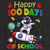 Happy 100 Days Of School Astronaut Outer Space Kids Child Beanie