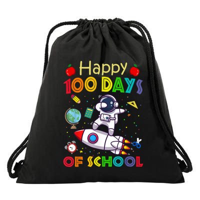 Happy 100 Days Of School Astronaut Outer Space Kids Child Drawstring Bag