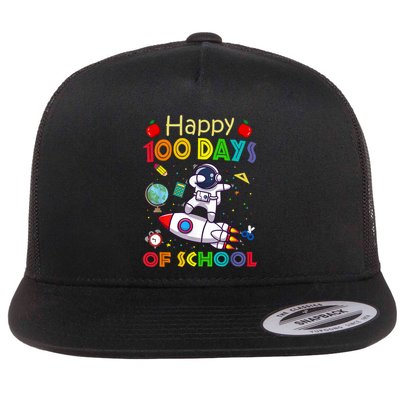 Happy 100 Days Of School Astronaut Outer Space Kids Child Flatbill Hat