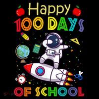 Happy 100 Days Of School Astronaut Outer Space Kids Child Premium T-Shirt