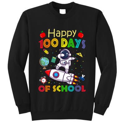 Happy 100 Days Of School Astronaut Outer Space Kids Child Tall Sweatshirt