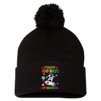 Happy 100 Days Of School Astronaut Outer Space Kids Child Pom Pom 12in Knit Beanie