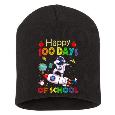 Happy 100 Days Of School Astronaut Outer Space Kids Child Short Acrylic Beanie