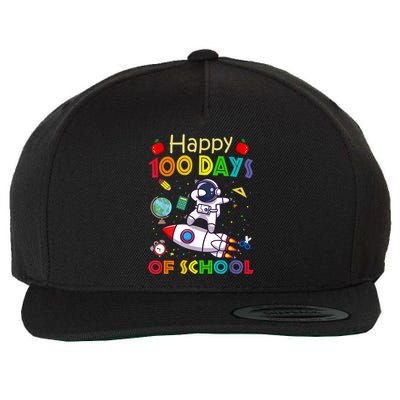Happy 100 Days Of School Astronaut Outer Space Kids Child Wool Snapback Cap