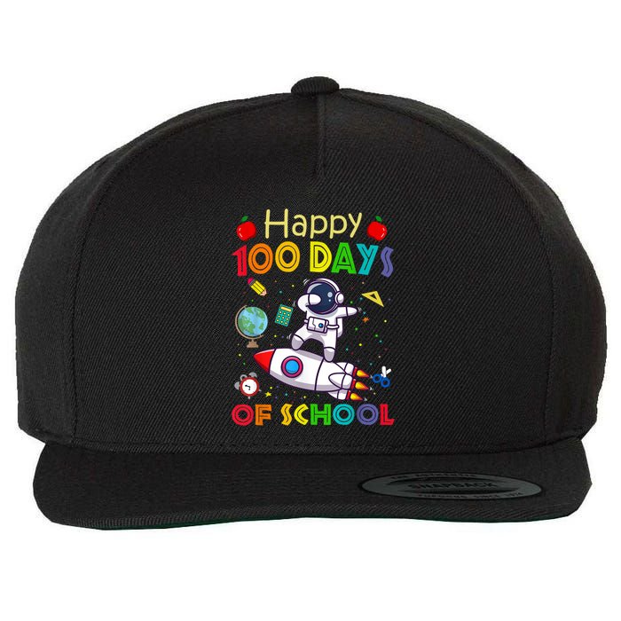 Happy 100 Days Of School Astronaut Outer Space Kids Child Wool Snapback Cap