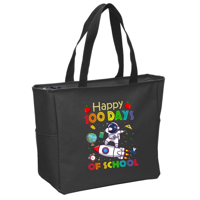 Happy 100 Days Of School Astronaut Outer Space Kids Child Zip Tote Bag