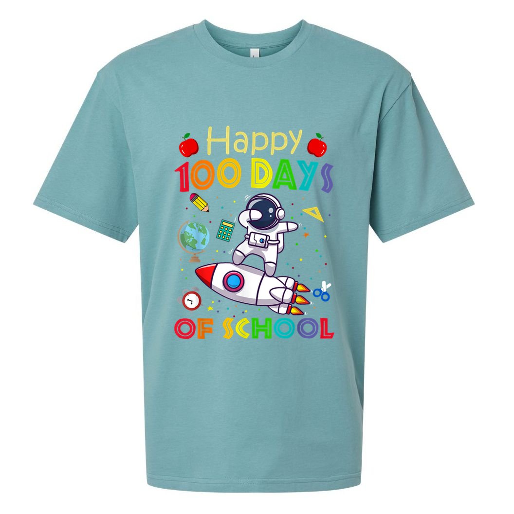 Happy 100 Days Of School Astronaut Outer Space Kids Child Sueded Cloud Jersey T-Shirt