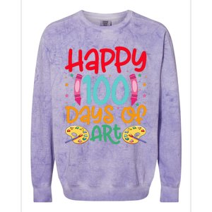 Happy 100 Days Of Art School Teachers Colorblast Crewneck Sweatshirt