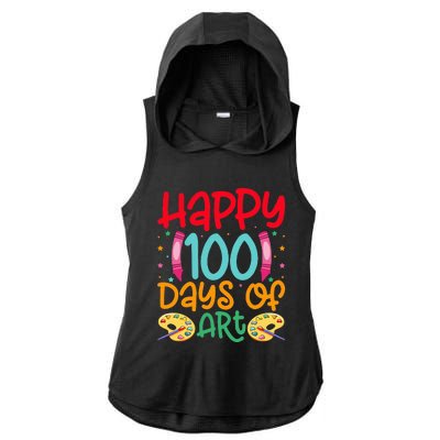 Happy 100 Days Of Art School Teachers Ladies PosiCharge Tri-Blend Wicking Draft Hoodie Tank