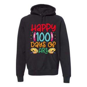 Happy 100 Days Of Art School Teachers Premium Hoodie