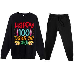 Happy 100 Days Of Art School Teachers Premium Crewneck Sweatsuit Set