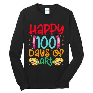 Happy 100 Days Of Art School Teachers Tall Long Sleeve T-Shirt