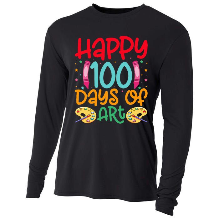 Happy 100 Days Of Art School Teachers Cooling Performance Long Sleeve Crew