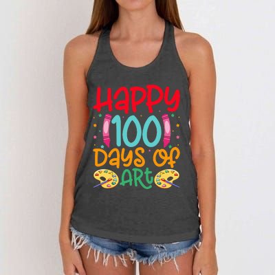 Happy 100 Days Of Art School Teachers Women's Knotted Racerback Tank