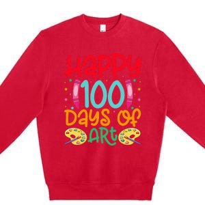 Happy 100 Days Of Art School Teachers Premium Crewneck Sweatshirt