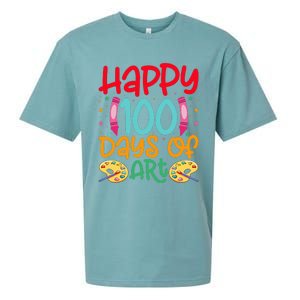 Happy 100 Days Of Art School Teachers Sueded Cloud Jersey T-Shirt