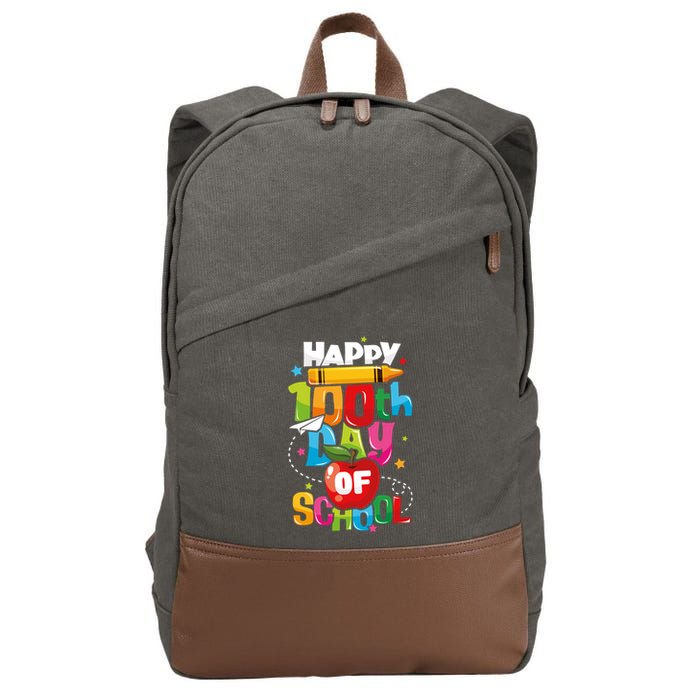 Happy 100th Day Of School Teachers 100 Days Gift Cotton Canvas Backpack