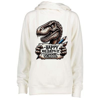 Happy 100 Days Of School Scary Funny Trex For Teachers Womens Funnel Neck Pullover Hood