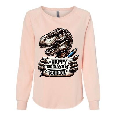 Happy 100 Days Of School Scary Funny Trex For Teachers Womens California Wash Sweatshirt