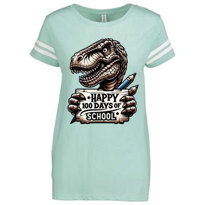 Happy 100 Days Of School Scary Funny Trex For Teachers Enza Ladies Jersey Football T-Shirt